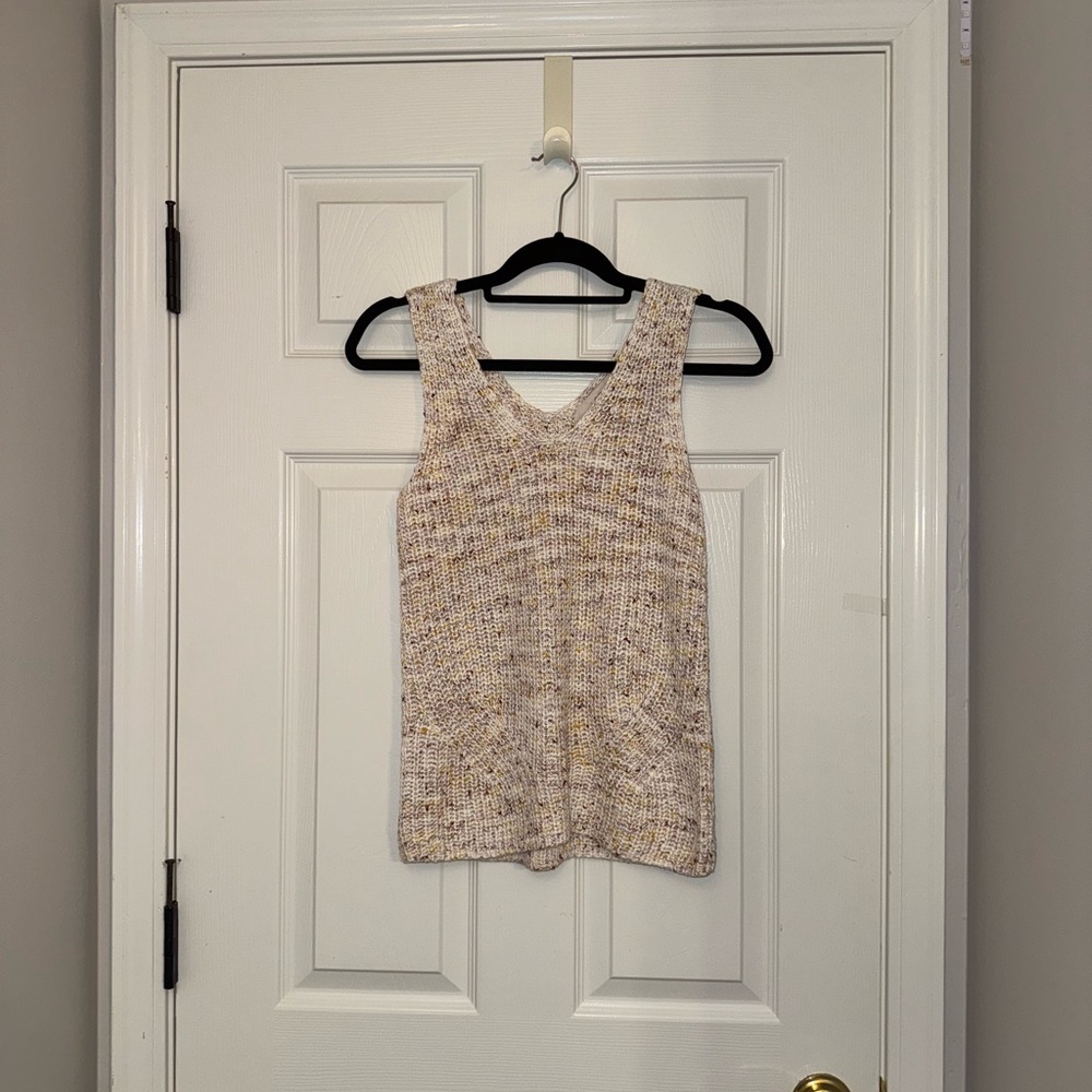 LOFT Cream Knit Sleeveless Tank Top